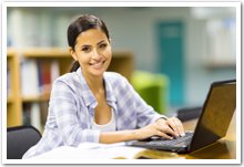 Woman working on a laptop computer