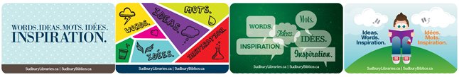Images of the four available types of Sudbury Public Library cards