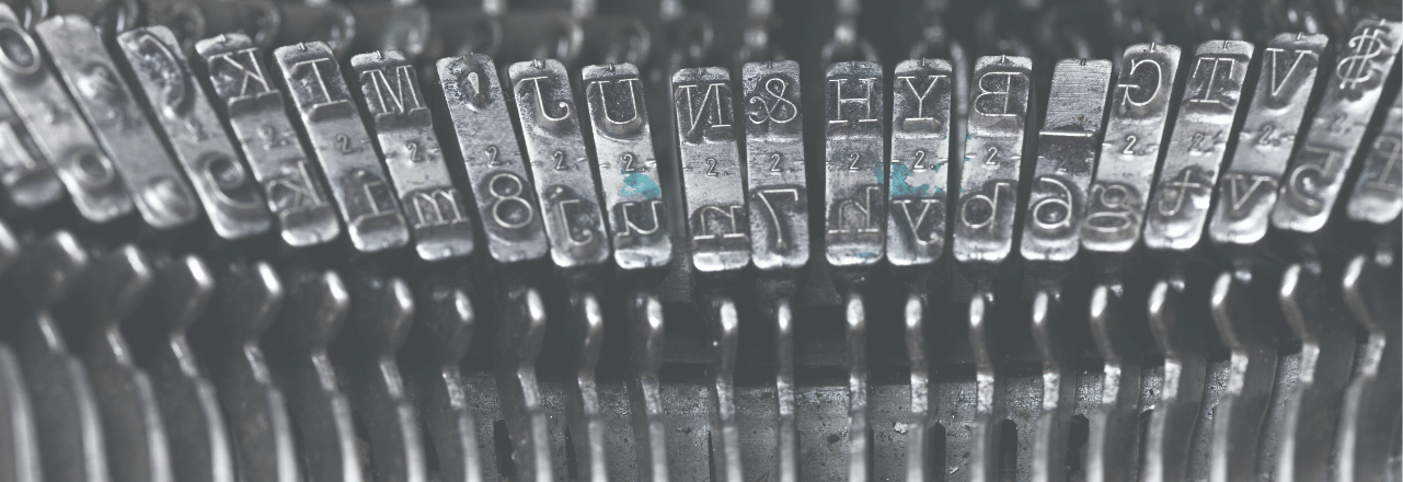 close-up of typewriter hammers