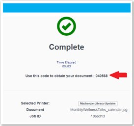Job Submission screen for wireless printing