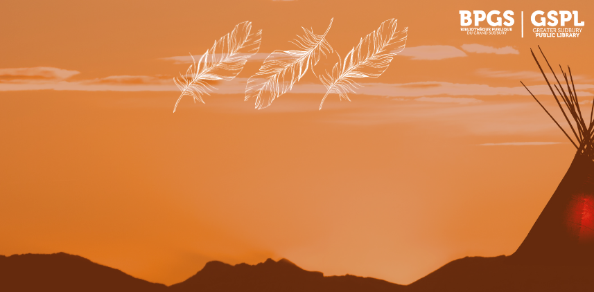 orange sky view with white feather icons